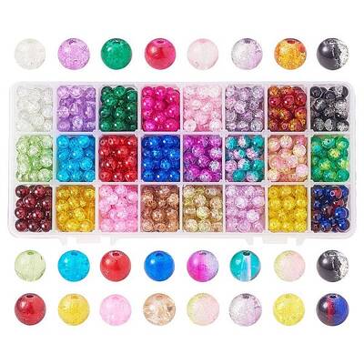 Spray Painted Crackle Glass Beads