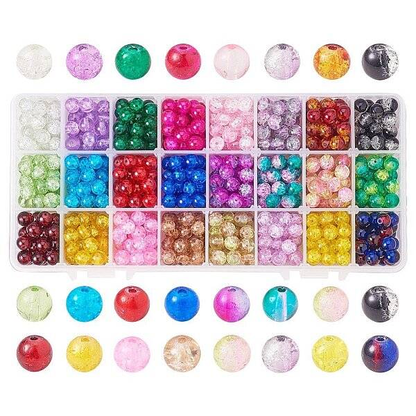 Spray Painted Crackle Glass Beads