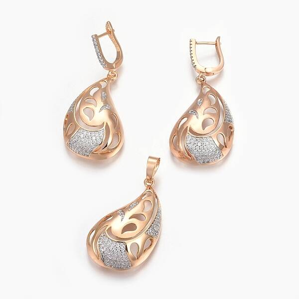 Brass Micro Pave Cubic Zirconia Jewelry Sets