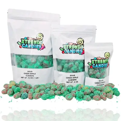 Green Apple Sour Gusher Bursts -Viral Sour Candy Snack - Xtrendy Candies Bonbon Sweet