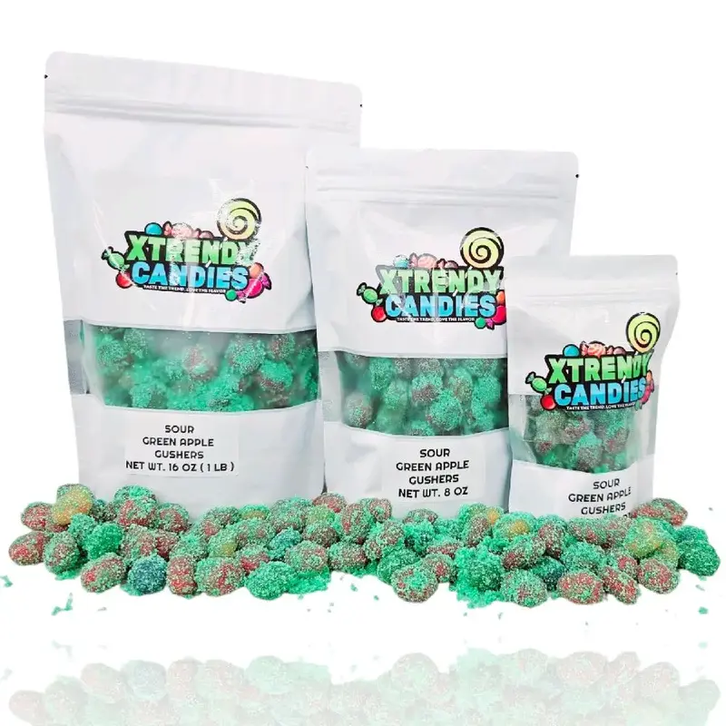 Green Apple Sour Gusher Bursts -Viral Sour Candy Snack - Xtrendy Candies Bonbon Sweet