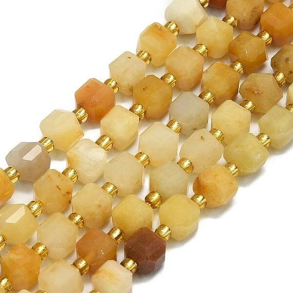 Natural Golden Silk Jade  Beads Strands