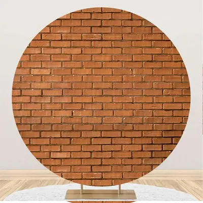 Round Retro Brick Wall Backdrop For Birthday Party - Aperturee