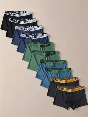 Men's Letter Tape Boxer Brief, Breathable Comfy Underwear for Daily Wear, Activewear, Casual Men's Underwear for All Seasons,...