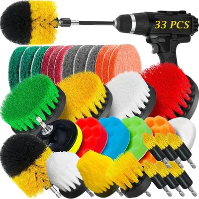 Drill Brush Attachment Set, Power Scrubber Cleaning Brush Tools Kit, Scrubbing Pads Sponges, Polishing Pads, Power Scrubber B...