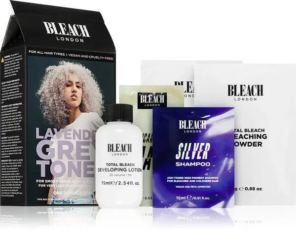 Bleach London Toner Kit Semi-Permanent Hair Dye for Blonde Hair Color Lavender Grey