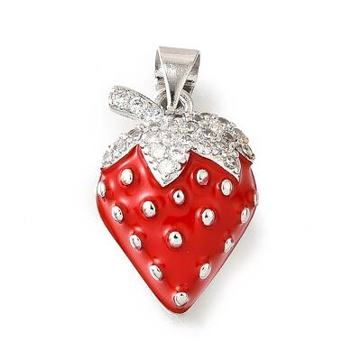 Brass Micro Pave Clear Cubic Zirconia with Enamel Pendants