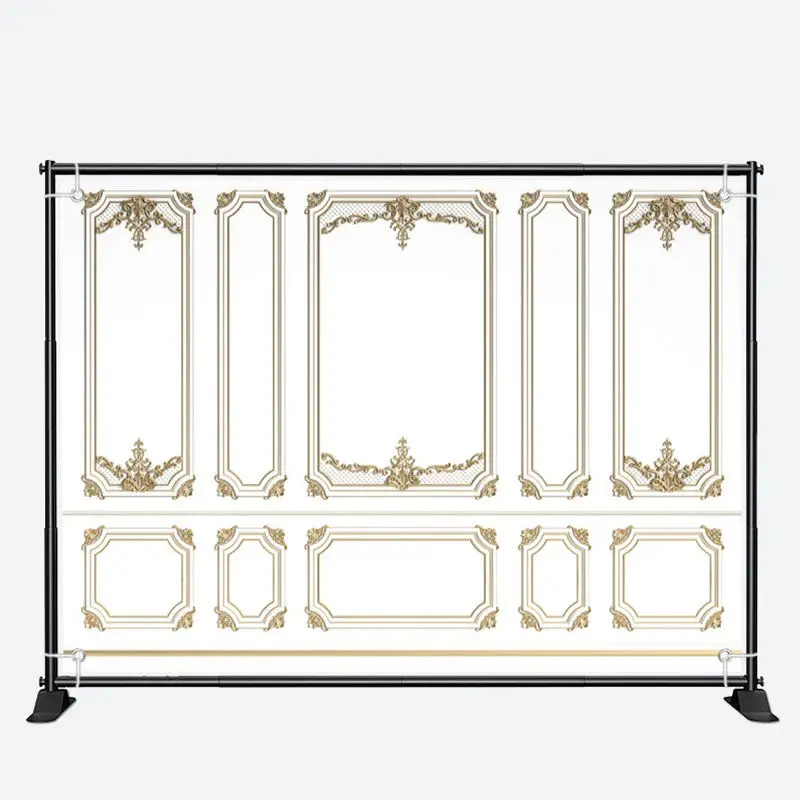 White Golden Pattern Elegant Retro Wall Backdrop - Aperturee