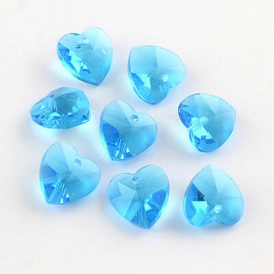 Faceted Heart Transparent Glass Charm Pendants