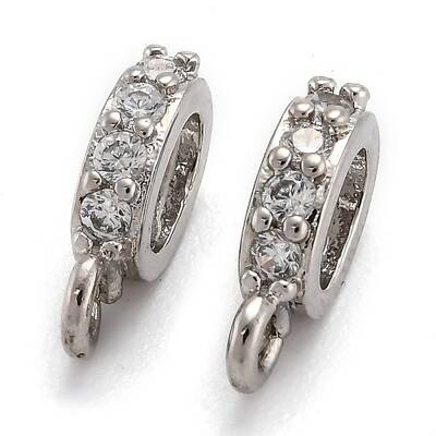 Brass Micro Pave Cubic Zirconia Tube Bails
