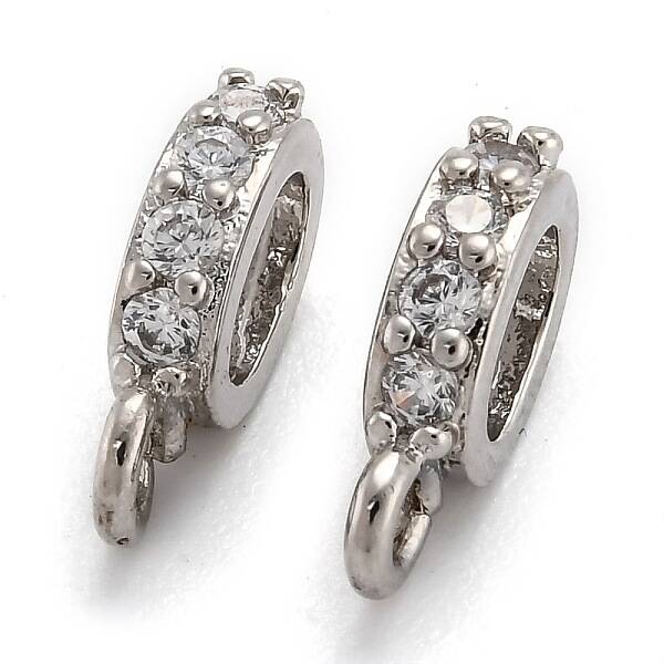 Brass Micro Pave Cubic Zirconia Tube Bails