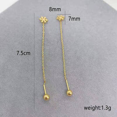 Stainless Steel Snowflake Ear Threader Earrings