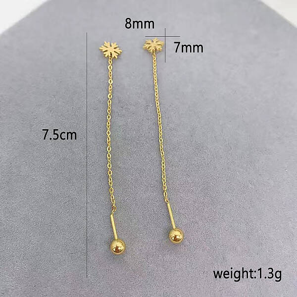 Stainless Steel Snowflake Ear Threader Earrings