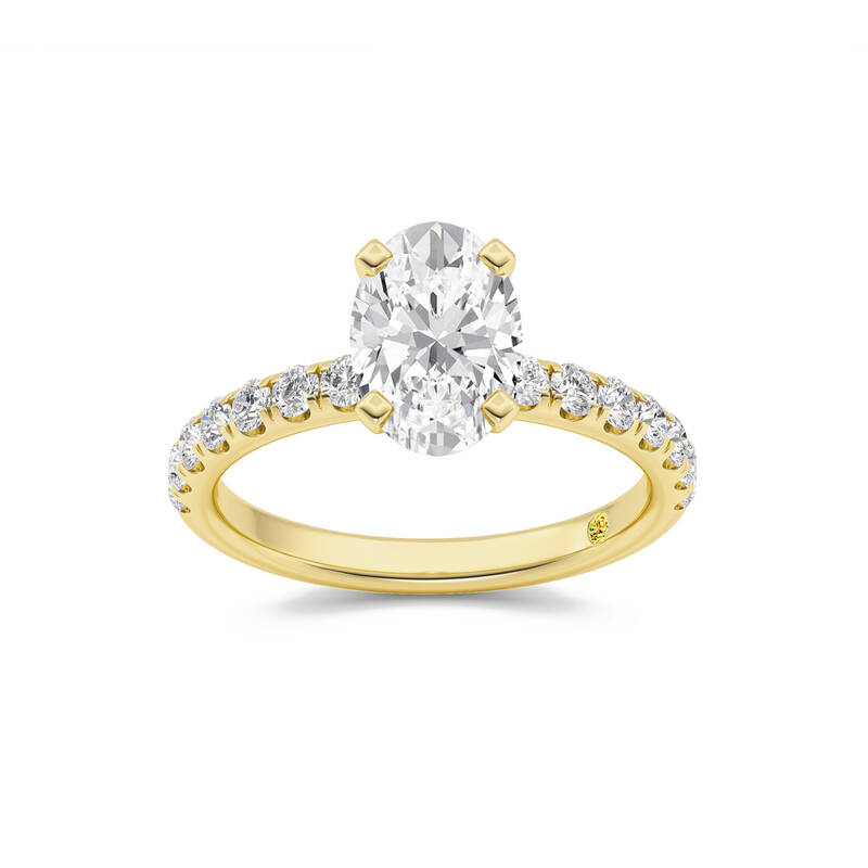 Maya Scalloped Pavé Half Coverage Oval Lab Grown Diamond Engagement Ring | Yellow Gold 1 1/2 - 4 3/4 CT. TW.