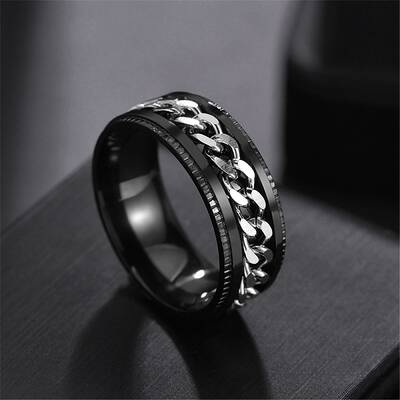 Non-Tarnish Stainless Steel Chains Rotating Finger Ring