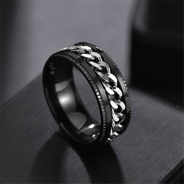 Non-Tarnish Stainless Steel Chains Rotating Finger Ring