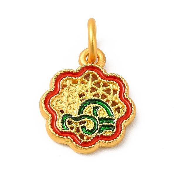 Rack Plating Alloy Enamel Pendants with Jump Ring