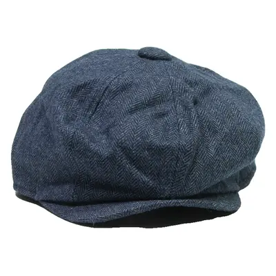 CHELSEA Mens Beret Blue Wool Herringbone L