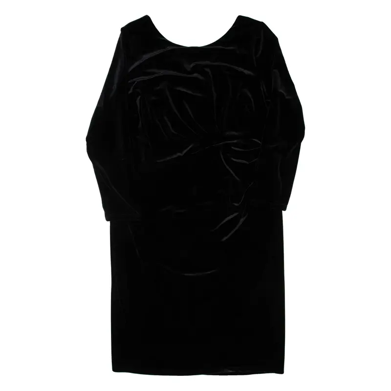MONSOON Womens Day Dress Black Velvet Long Sleeve Knee Length UK 22