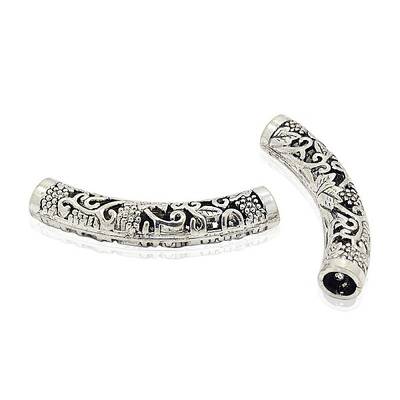 Tibetan Style Alloy Hollow Curved Tube Beads