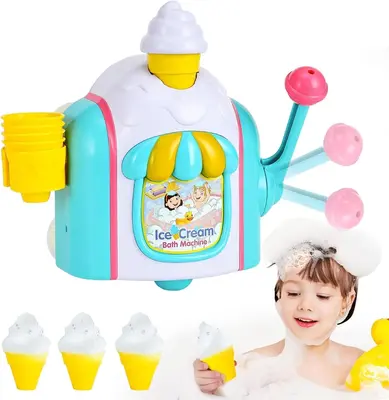 DIY Bubble Ice Cream Maker Bath Toy,Bath Toys for Kids Ages 4+,Ice Cream Foam Maker Bathtub Toy with Snap Buttons Not Fall，...