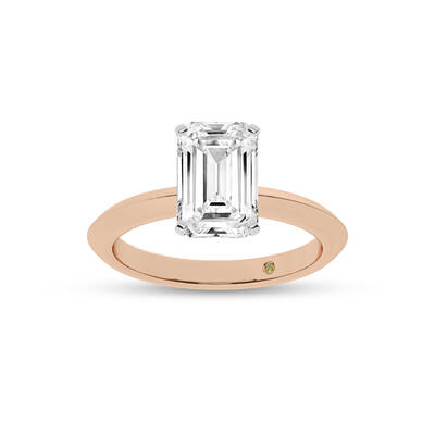 Prism Knife Edged Four Prong Emerald Cut Lab Grown Solitaire Diamond Ring | 14K Rose Gold 4 CT. TW.
