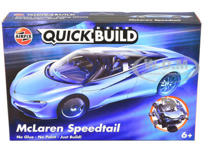 Skill 1 Model Kit McLaren Speedtail Light Blue with Black Top Snap Together Painted Plastic Model Car Kit by Airfix Quickbuil...