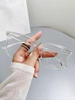 Simple Eyeglasses for Spring, Vintage Casual Large Square Frame Fashion Eyeglasses for Everyday Use, Fashion All-match Back T...
