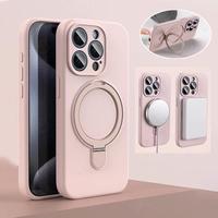 Liquid Skin Magnetic Phone Case with Ring, 1 Count Shockproof Phone Protective Cover, Phone Accessory Compatible with iPhone ...