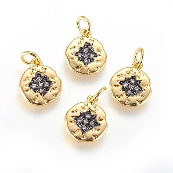 Brass Micro Pave Cubic Zirconia Charms