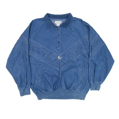 LAVON Sweatshirt Blue Collared Womens L