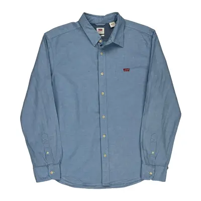Levis Slim Fit Shirt - Large Blue Cotton