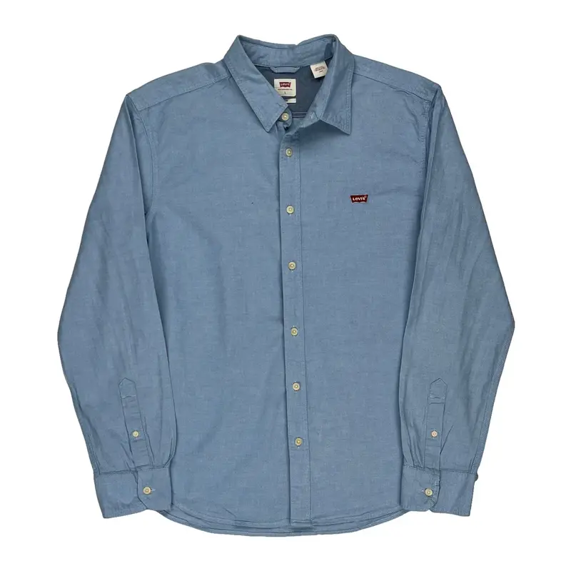 Levis Slim Fit Shirt - Large Blue Cotton