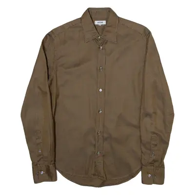 MOSCHINO Mens Shirt Brown Geometric Long Sleeve M