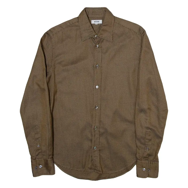 MOSCHINO Mens Shirt Brown Geometric Long Sleeve M