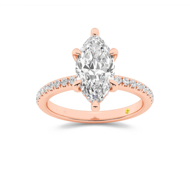 Aurelia Half Coverage Hidden Halo Marquise Lab Grown Diamond Engagement Ring | 18K Rose Gold 2 7/8 CT. TW.