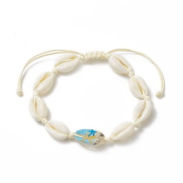 Narural Cowrie Shell Braided Bead Anklet for Women