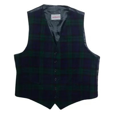 CACHAREL Mens Blazer Waistcoat Green Plaid L
