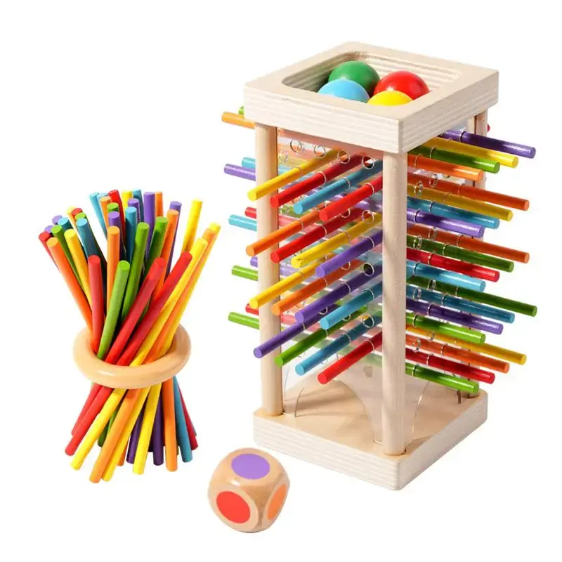 Wooden Stick Game, Colorful Educational Toy for Cognitive Development & Focus Training, Includes Mixed Colors Sticks and Dual...