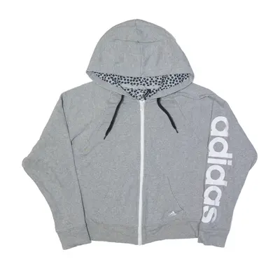 ADIDAS Cropped Hoodie Grey Full Zip Womens M
