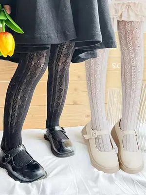 Girl's Tights, 2 Pairs Casual Comfy Breathable Pantyhose for Daily Wear, Kids Socks for All Seasons, Children