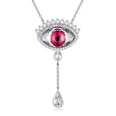 Sterling Silver Crystal Evil Eye Pendant Necklace