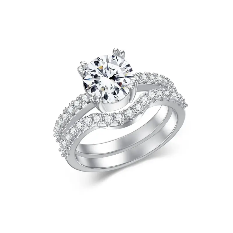 14K White Gold Round Cut Lab Created Diamond & Moissanite Custom Ring 3EX IGI Certified