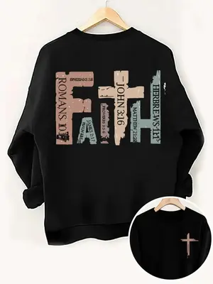 Women's Creative Letter Print Crew Neck Sweatshirt, Casual Long Sleeve Round Neck Pullover for Fall & Winter, Women's Clothes...