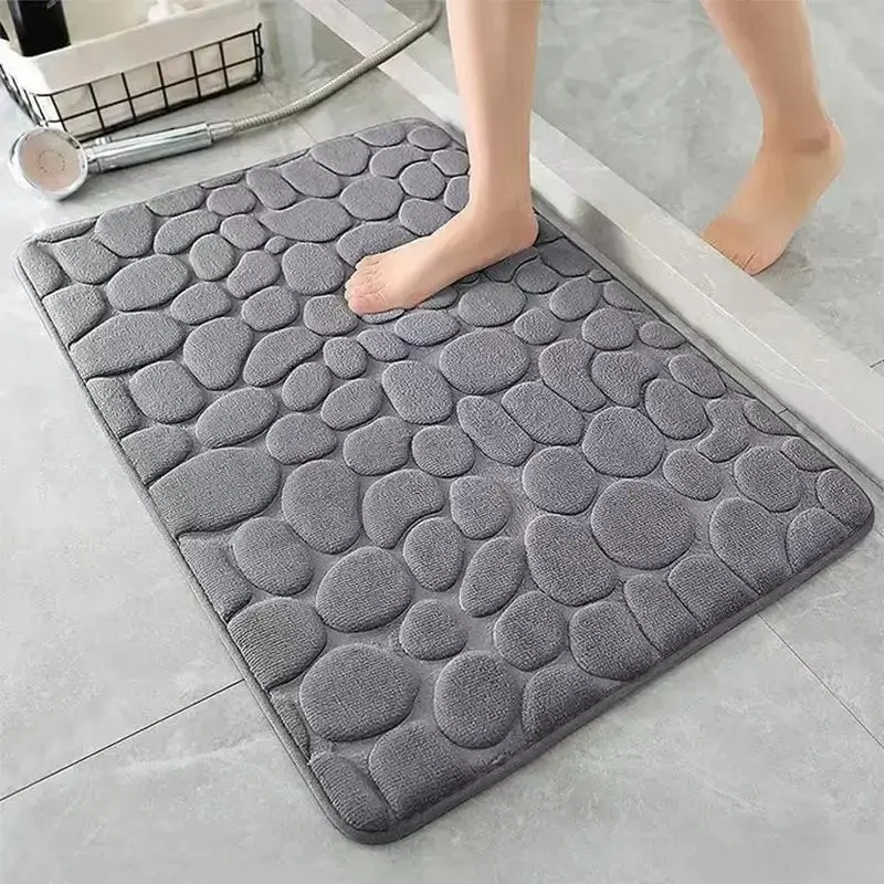 Non-slip Bathroom Rug, 1 Count Household Cobblestone Pattern Decorative Pad, Non-slip Foot Mat for Indoor Living Room Bedroom...