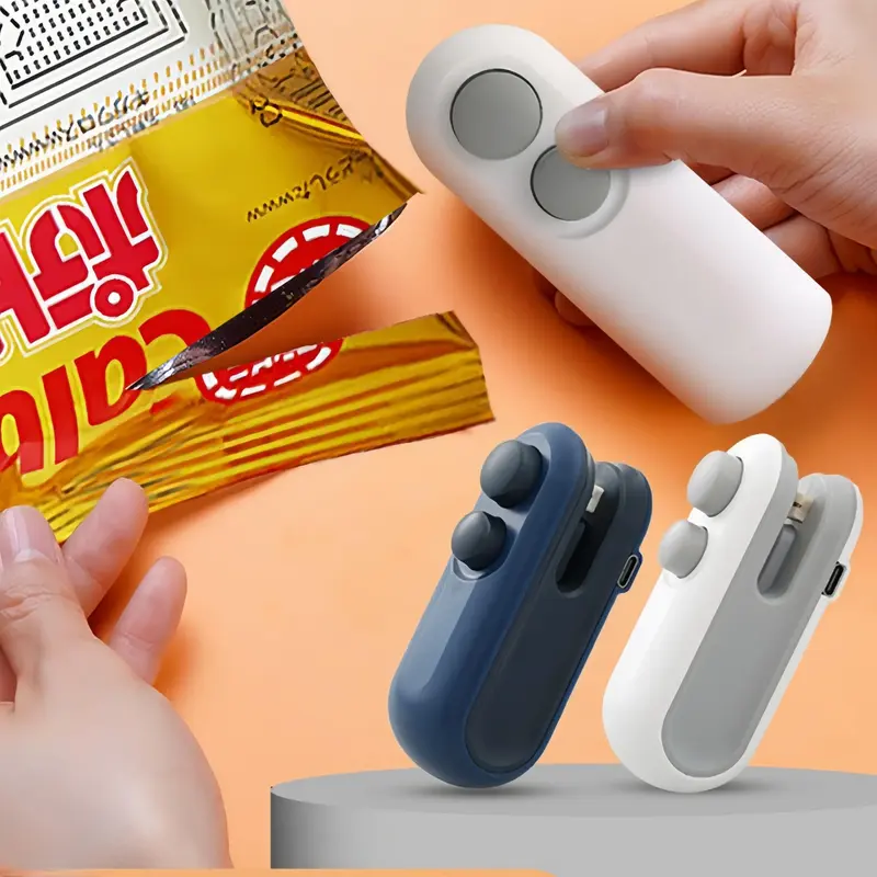 Portable Snack Sealer, Compact & Lightweight Rechargeable 2 in 1 Vacuum Sealer, Vacuum Sealing Tool, Household Kitchen Applia...