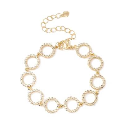 Clear Cubic Zirconia Open Ring Link Chains Bracelet