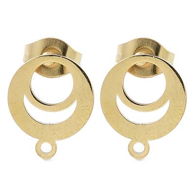 Ring Ion Plating(IP) 304 Stainless Steel Stud Earring Findings