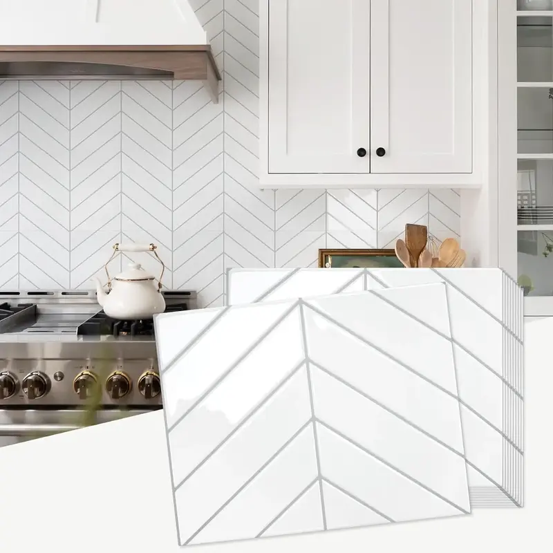 STICKGOO 10Pcs Thicker Peel and Stick Backsplash, Stick on Wall Tiles, Self Adhesive Tile Sticker for Kitchen Backsplash and ...