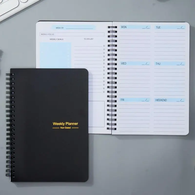 Weekly Notebook, 1 Piece Portable Spiral Notebook, Weekly Planner Journal Book, Budget Planner Books for Home Office School S...